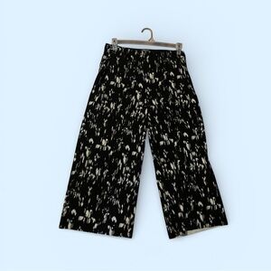 Lysse Wide Leg Crop Pants Abstract Black High Rise Size Large
